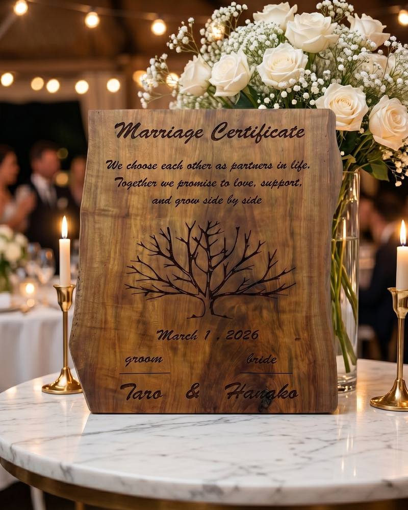 結婚証明書 セミオーダーの完成イメージ